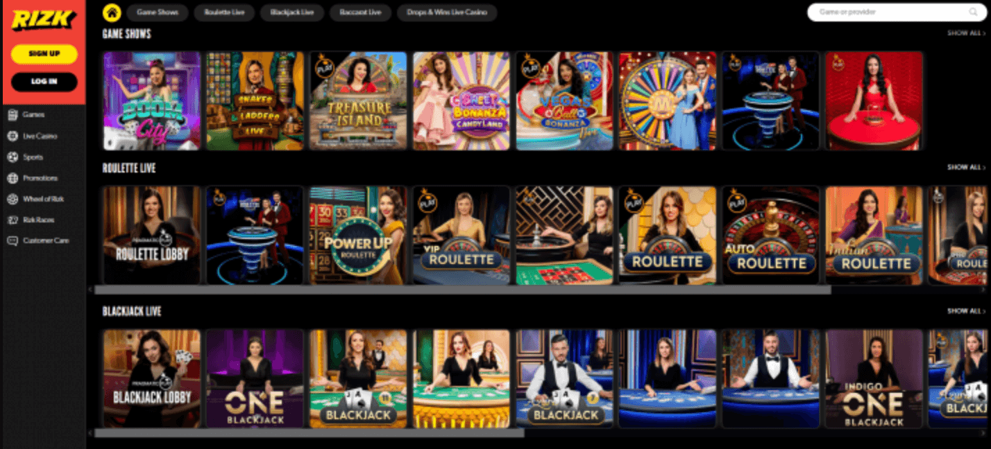 Rizk casino Table Games 