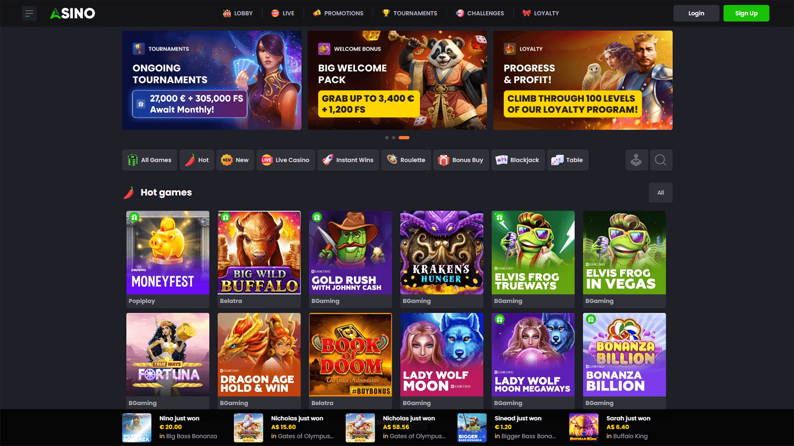 Asino Casino Homepage Canada 
