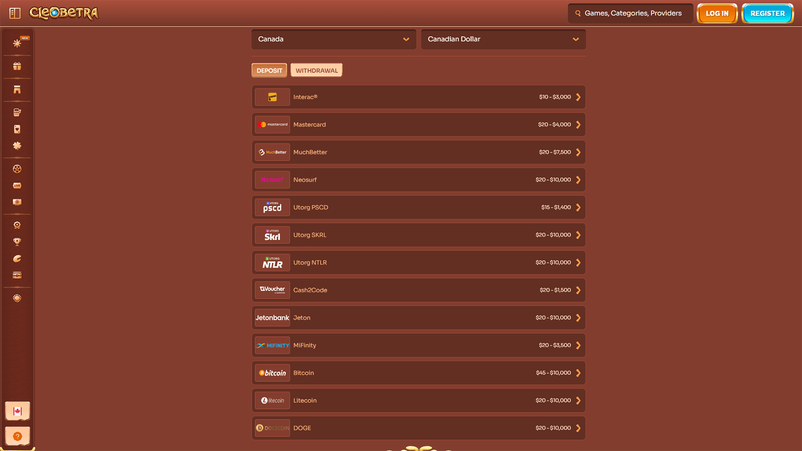 Cleobetra Casino Payments