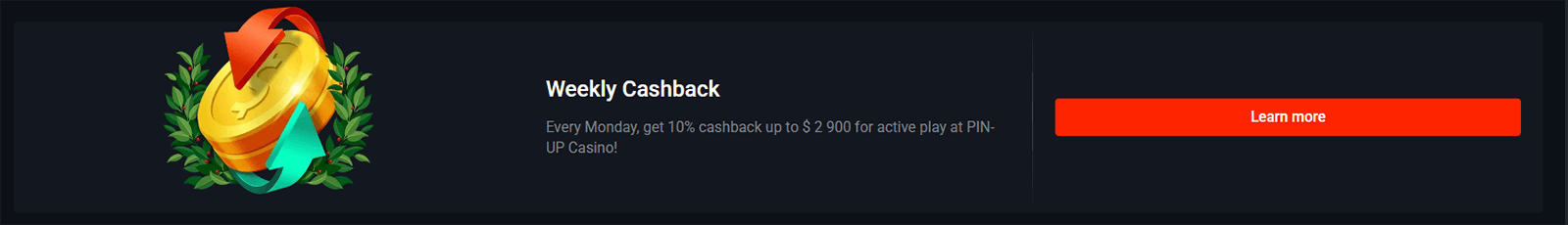 Pin Up and Cashback on Mondays 