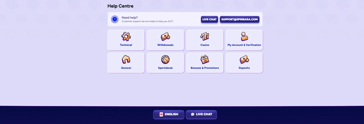 Spinbara Casino Help Centre 